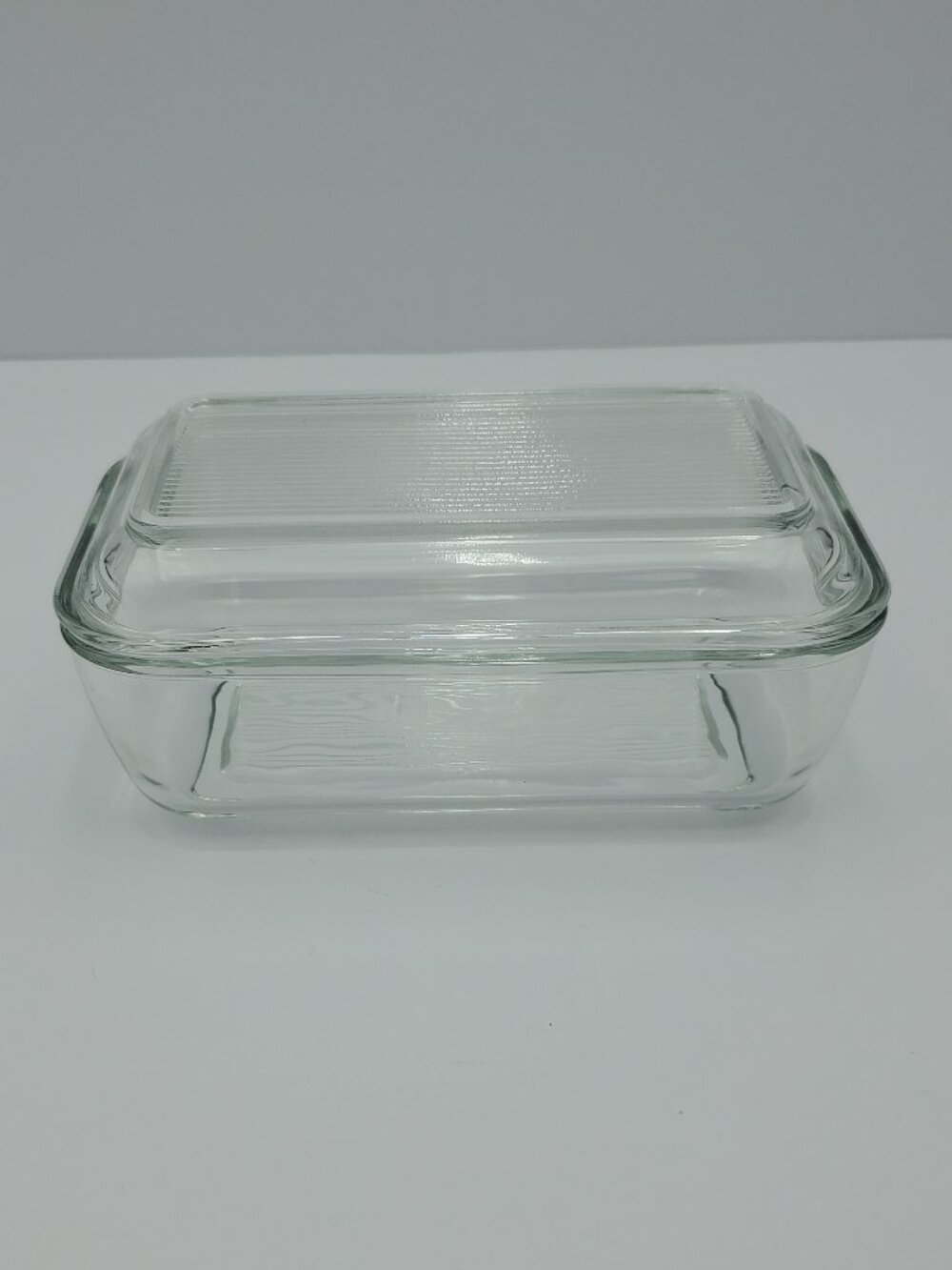 Arcoroc France Ribbed Clear Glass Refrigerator Dish ARC Covered Butter Dish
